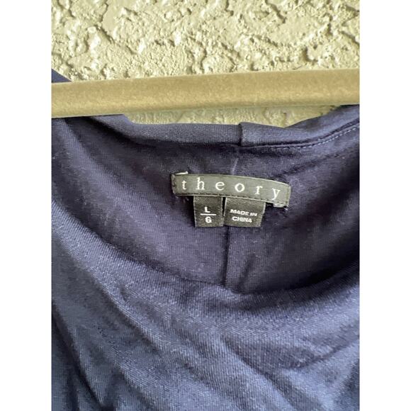 Theory size large navy blue silk & viscose knit dress - Picture 3 of 4